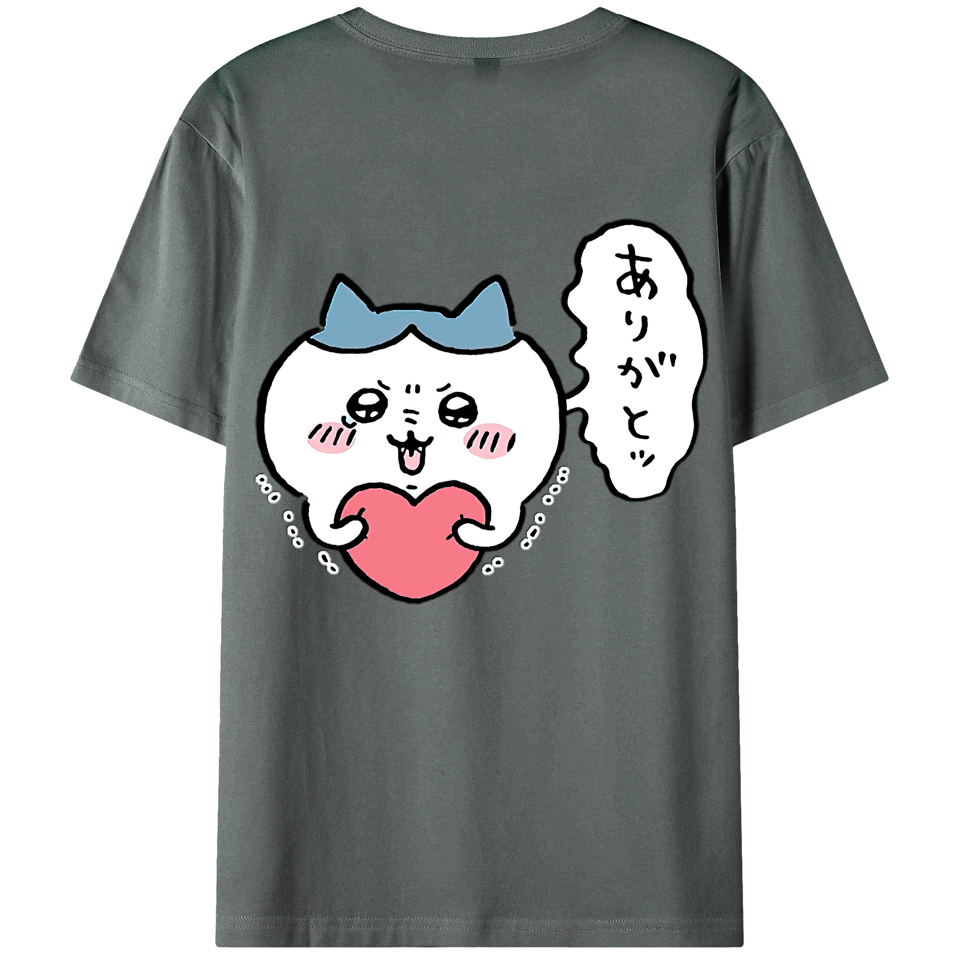 （画像用） ちいかわ ハチワレ Chii-kawa hachiware 綿100％ メンズ半袖Tシャツ（バックプリント） 通気性